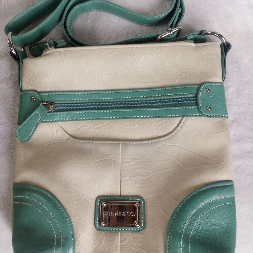 Stone & Co. Cream and Green Women's Bag